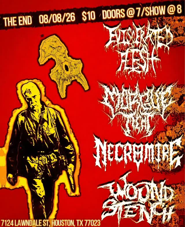 NECROMIRE TAKES ON INDOOR STAGE WITH HEAVY SUPPORT FROM EVISCERATED FLESH, MORGUE MEAT, AND WOUND STENCH!