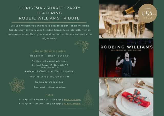 CHRISTMAS SHARED PARTY FEATURING ROBBIE WILLIAMS TRIBUTE