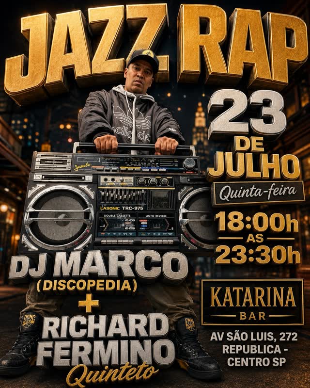 Jam Session microfone aberto: DJ Marco, Richard Fermino Quarteto, DJ Gilmar SNJ